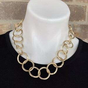 Gold Tone Round Link Necklace